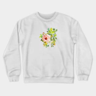 SINGLE CLIMBING ROSE WITH BUD WATERCOLOR FLOWERS Crewneck Sweatshirt